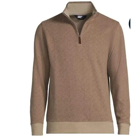 Lands End Men's Bedford Rib Quarter Zip Sweater - Picture 5 of 7